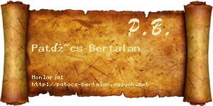 Patócs Bertalan névjegykártya